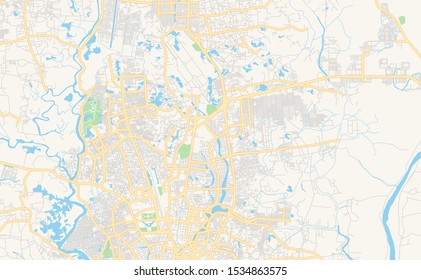 Printable Street Map Of Dhaka, Bangladesh. Map Template For Business Use.