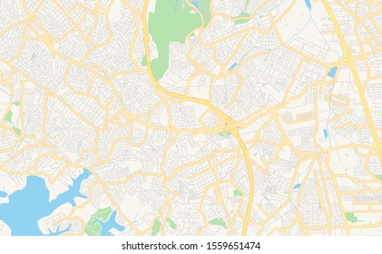 Printable street map of  Diadema, Brazil. Map template for business use.