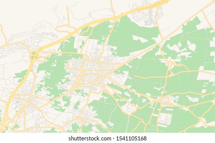 Printable street map of Douma, Syria. Map template for business use.