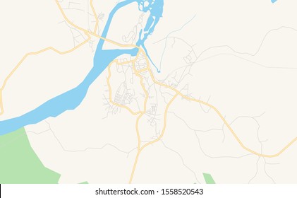 Printable street map of Edea, Cameroon. Map template for business use.