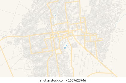 Printable street map of El Obeid, Sudan. Map template for business use.