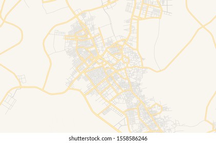 Printable street map of El Oued, Algeria. Map template for business use.