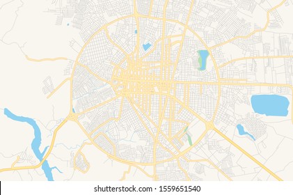 Printable street map of  Feira de Santana, Brazil. Map template for business use.