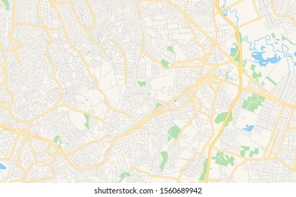Printable street map of  Ferraz de Vasconcelos, Brazil. Map template for business use.