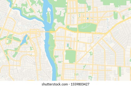 Printable street map of  Foz do Iguacu, Brazil. Map template for business use.