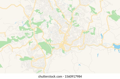 Printable street map of  Franco da Rocha, Brazil. Map template for business use.