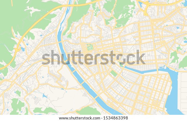 Printable Street Map Fukuyama Prefecture Hiroshima Stock Vector ...