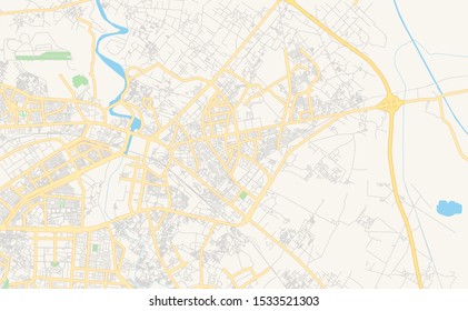 Printable street map of Ghaziabad, State Uttar Pradesh, India. Map template for business use.