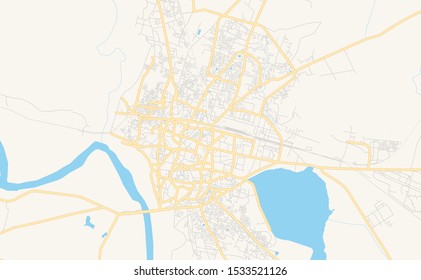 Printable street map of Gorakhpur, State Uttar Pradesh, India. Map template for business use.