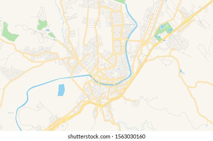 Printable street map of  Guaratingueta, Brazil. Map template for business use.