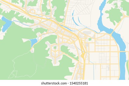 Printable street map of Gumi, Province North Gyeongsang, South Korea. Map template for business use.