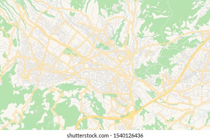 Printable street map of Hadano, Prefecture Kanagawa, Japan. Map template for business use.