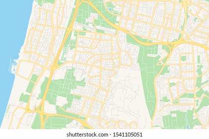 Printable street map of Herzliya, District Tel Aviv, Israel. Map template for business use.