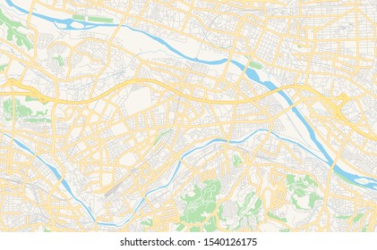 Printable street map of Hino, Prefecture Tokyo, Japan. Map template for business use.