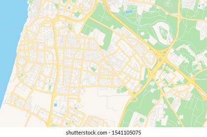 Printable street map of Holon, District Tel Aviv, Israel. Map template for business use.