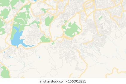 Printable street map of  Ibirite, Brazil. Map template for business use.