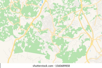 Printable street map of  Itapecerica da Serra, Brazil. Map template for business use.