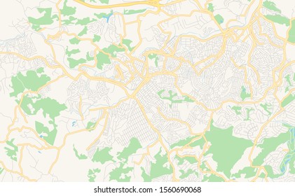 Printable street map of  Itapevi, Brazil. Map template for business use.