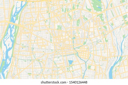 Printable street map of Iwata, Prefecture Shizuoka, Japan. Map template for business use.