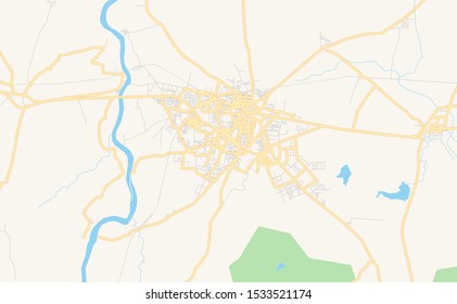 Printable street map of Jalgaon, State Maharashtra, India. Map template for business use.
