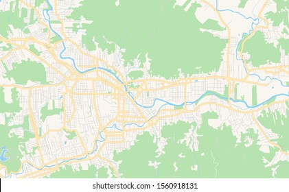 Printable street map of  Jaragua do Sul, Brazil. Map template for business use.