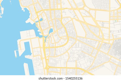 Printable street map of Jeddah, Saudi Arabia. Map template for business use.