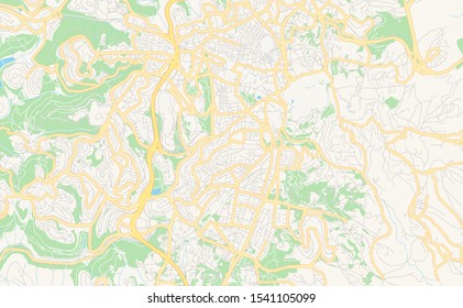 Printable street map of Jerusalem, District Jerusalem, Israel. Map template for business use.