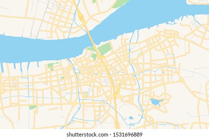 Printable street map of Jiangyin, Province Jiangsu, China. Map template for business use.