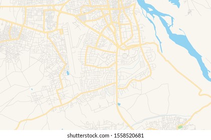 Printable street map of Jimeta, Nigeria. Map template for business use.