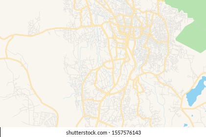 Printable street map of Jos, Nigeria. Map template for business use.