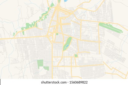 Printable street map of  Juazeiro do Norte, Brazil. Map template for business use.