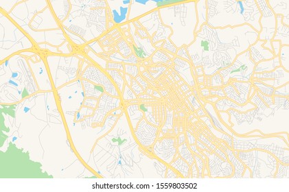 Printable street map of  Jundiai, Brazil. Map template for business use.