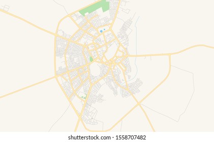 Printable street map of Kairouan, Tunisia. Map template for business use.