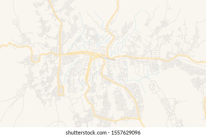 Printable street map of Kananga, DR Congo. Map template for business use.