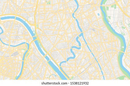 Printable street map of Katsushika, Prefecture Tokyo, Japan. Map template for business use.