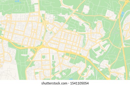 Printable street map of Kfar Saba, District Center, Israel. Map template for business use.