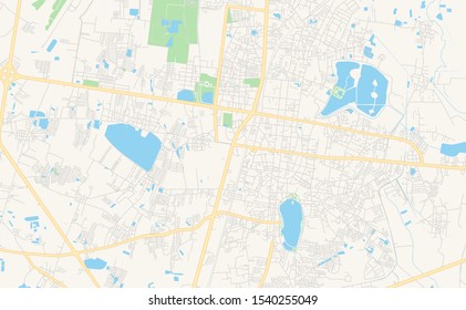 Printable street map of Khon Kaen, Province Khon Kaen, Thailand. Map template for business use.