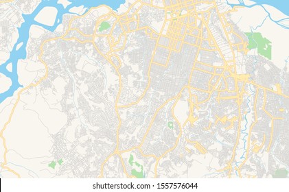 Printable Street Map Of Kinshasa, DR Congo. Map Template For Business Use.