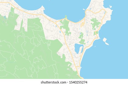 Printable street map of Ko Samui, Province Surat Thani, Thailand. Map template for business use.