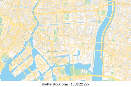 Printable street map of Koto, Prefecture Tokyo, Japan. Map template for business use.
