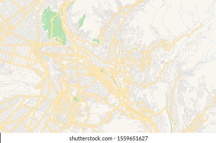 Printable street map of  La Paz, Bolivia. Map template for business use.