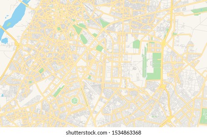 Printable street map of Lahore, Province  Punjab, Pakistan. Map template for business use.