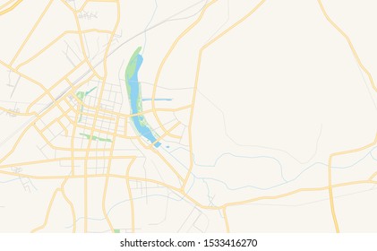 Printable street map of Liaoyang, Province Liaoning, China. Map template for business use.