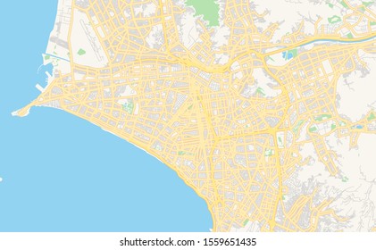 Printable street map of  Lima, Peru. Map template for business use.