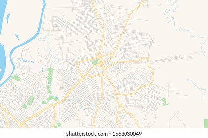 Printable street map of  Limpio, Paraguay. Map template for business use.