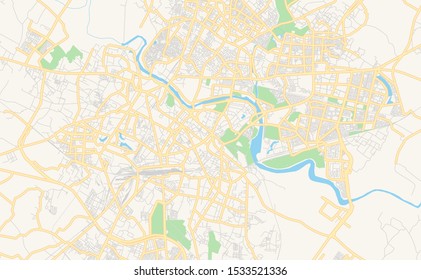 Printable street map of Lucknow, State Uttar Pradesh, India. Map template for business use.