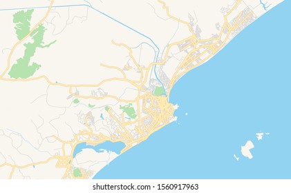 Printable street map of  Macae, Brazil. Map template for business use.