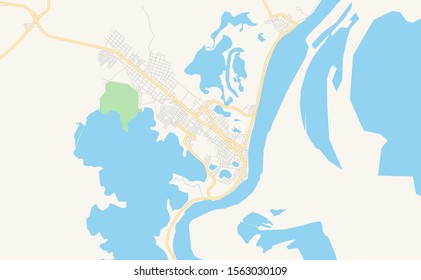 Printable street map of  Magangue, Colombia. Map template for business use.