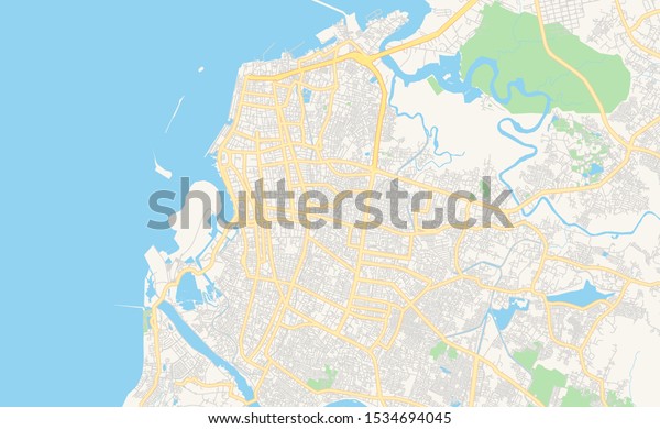 Printable Street Map Makassar Province South Stock Vector (Royalty Free ...