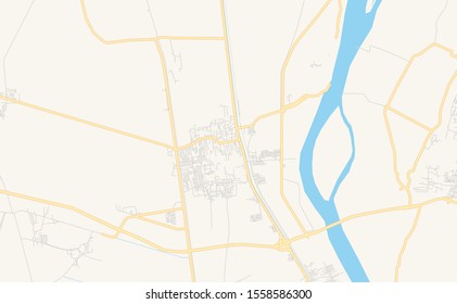 Printable street map of Mallawi, Egypt. Map template for business use.